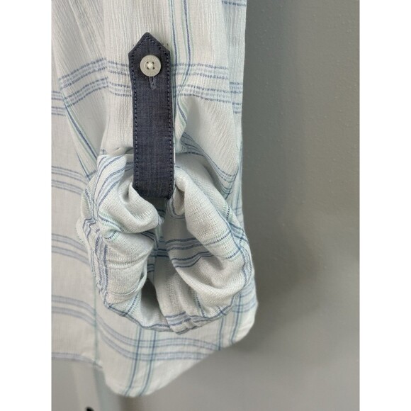 Tommy Hilfiger Women’s XL Plaid Button Down Shirt Blue Green Cotton Roll Tab - Picture 7 of 9